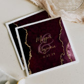 Burgundy Red Agate Gold Script Wedding Serviette
