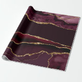 Burgundy Red Agate Imitate Gold Glitzer Geschenkpapier (Ungerollt)