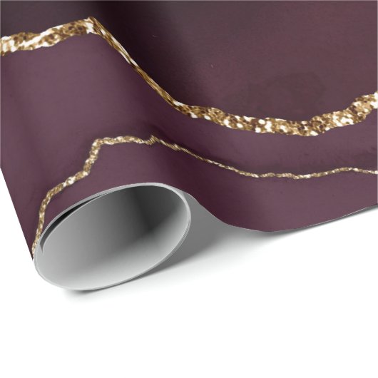 Burgundy Red Agate Imitate Gold Glitzer Geschenkpapier (Rolleneckpunkt)