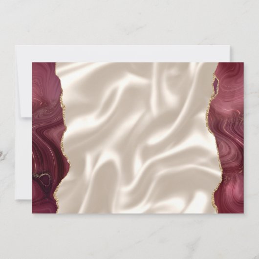 Burgundy Red Agate Ivory Silk Save the Date Einladung (Rückseite)