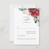 Burgundy Red and Blush Pink Elegant RSVP Karte (Vorderseite)