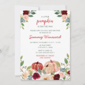 Burgundy Red and Blush Pumpkins Baby Dusche Einladung (Vorderseite)