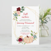 Burgundy Red and Blush Pumpkins Brautparty Einladung (Stehend Vorderseite)