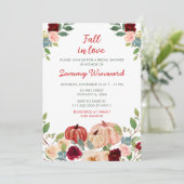 Burgundy Red and Blush Pumpkins Brautparty Einladung (Stehend Vorderseite)