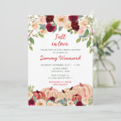 Burgundy Red and Blush Pumpkins Brautparty Einladung (Stehend Vorderseite)