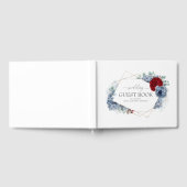 Burgundy Red and Dusty Blue Floral Wedding Gästebuch (Voll)