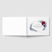 Burgundy Red and Dusty Blue Floral Wedding Gästebuch (Voll)