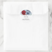 Burgundy Red and Dusty Blue Floral Wedding Runder Aufkleber (Tasche)