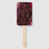 Burgundy Red and Gold Agate Wedding Program Fächer (Rückseite)