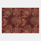 Burgundy Red and Gold Damask Geschenkpapier Set (Vorderseite 3)
