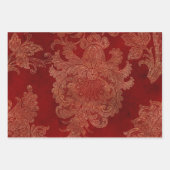 Burgundy Red and Gold Damask Geschenkpapier Set (Vorderseite)