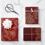 Burgundy Red and Gold Damask Weihnachten Geschenkpapier Set<br><div class="desc">Vintage bordeauxrote und goldene Damast Geschenkverpackung.</div>