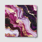 Burgundy Red and Gold Marble Agate Birthday Party Gästebuch (Rückseite)