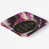 Burgundy Red and Gold Marble Agate Birthday Party Pappteller (Gewinkelt)