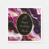 Burgundy Red and Gold Marble Agate Birthday Party Serviette (Vorderseite)