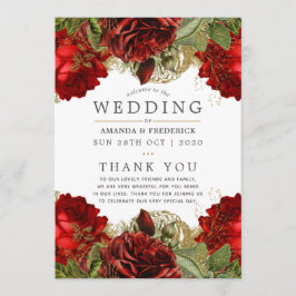 Burgundy Red and Gold Vintag Floral Wedding Programm
