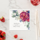 Burgundy Red and Navy Blue Floral Elegant Serviette (Beispiel)