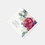 Burgundy Red and Navy Blue Floral Elegant Serviette (Ecke)