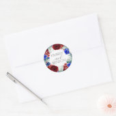 Burgundy Red and Navy Blue Floral Wreath Boho Chic Runder Aufkleber (Umschlag)