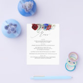 Burgundy Red and Navy Blue Wedding Menu Flyer (Einzeln)