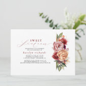 Burgundy Red and Orange Floral Chic 16 . Geburtsta Einladung (Stehend Vorderseite)