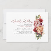 Burgundy Red and Orange Floral Fall Brautparty Einladung (Vorderseite)