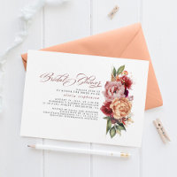 Burgundy Red and Orange Floral Fall Brautparty