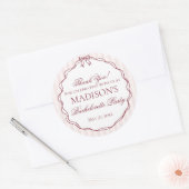 Burgundy Red Bachelorette Party Circle Favor Runder Aufkleber (Umschlag)