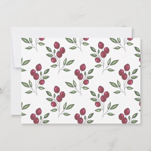 Burgundy Red Berries Pattern Dankeskarte (Rückseite)