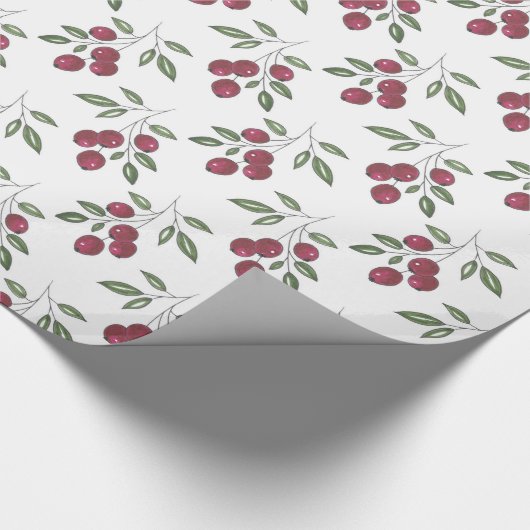 Burgundy Red Berries Pattern Geschenkpapier (Ecke)