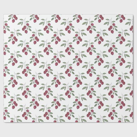 Burgundy Red Berries Pattern Geschenkpapier (Flach)