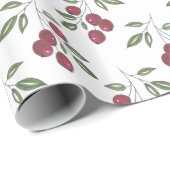 Burgundy Red Berries Pattern Geschenkpapier (Rolleneckpunkt)