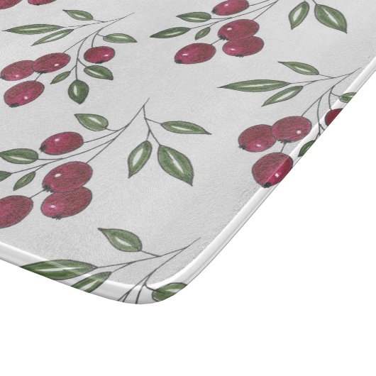 Burgundy Red Berries Pattern Schneidebrett (Ecke)