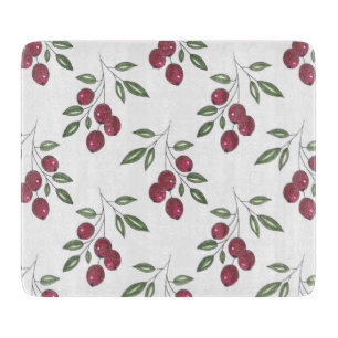 Burgundy Red Berries Pattern Schneidebrett