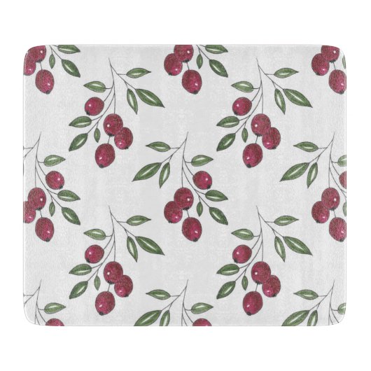 Burgundy Red Berries Pattern Schneidebrett (Vorderseite)