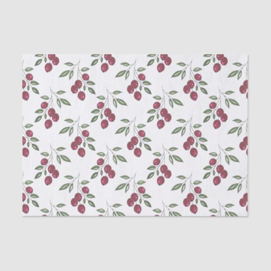 Burgundy Red Berries Pattern Seidenpapier (Vorderseite)