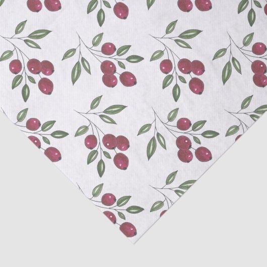 Burgundy Red Berries Pattern Seidenpapier (Ausschnitt)