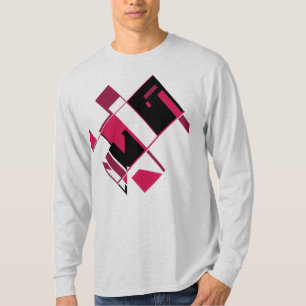 Burgundy Red Black Abstrakt Geometric MCM Look T-Shirt