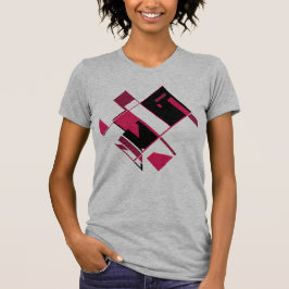 Burgundy Red Black Abstrakt Geometric MCM Look T-Shirt
