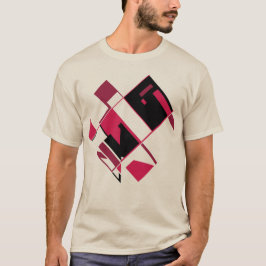 Burgundy Red Black Geometric Formen MCM Look T-Shirt
