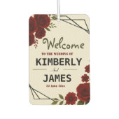 Burgundy Red & Black Geometric Wedding Modern Autolufterfrischer (Vorderseite)