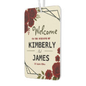 Burgundy Red & Black Geometric Wedding Modern Autolufterfrischer (Links)