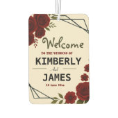 Burgundy Red & Black Geometric Wedding Modern Autolufterfrischer (Rückseite)