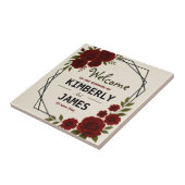 Burgundy Red & Black Geometric Wedding Modern Fliese (Seite)