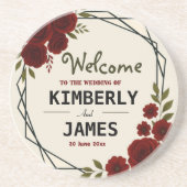 Burgundy Red & Black Geometric Wedding Modern Getränkeuntersetzer (Vorne)