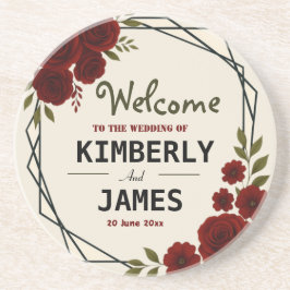 Burgundy Red & Black Geometric Wedding Modern  Getränkeuntersetzer