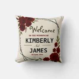 Burgundy Red & Black Geometric Wedding Modern  Kissen