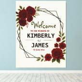 Burgundy Red & Black Geometric Wedding Modern  Leinwanddruck (Insitu (Holzboden))