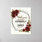 Burgundy Red & Black Geometric Wedding Modern  Leinwanddruck (Vorderseite)