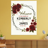 Burgundy Red & Black Geometric Wedding Modern Leinwanddruck (Insitu (Wohnzimmer))